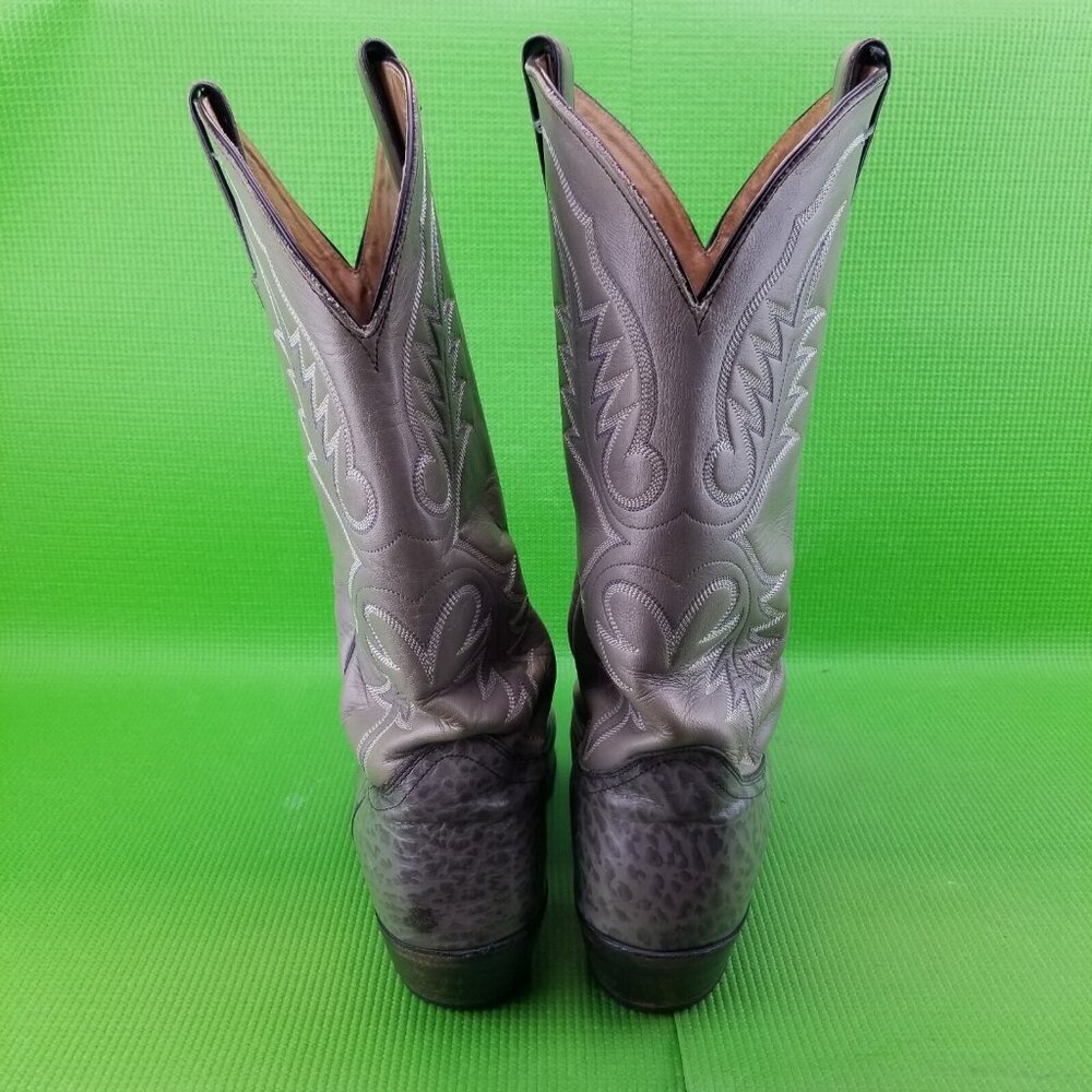 ✅ Mens 11.5 VTG Abilene Pointed Toe Western Cowboy Boots Gray Leather USA **READ - Picture 6 of 13